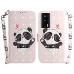 For Xiaomi Poco F5 Pro / Redmi K60 3D Colored Horizontal Flip Leather Phone Case(Heart Panda)