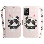 For Xiaomi Redmi Note 12S 3D Colored Horizontal Flip Leather Phone Case(Heart Panda)