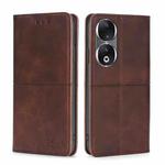 For Honor 90 5G Cow Texture Magnetic Leather Phone Case(Dark Brown)