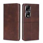 For Honor 90 Pro 5G Cow Texture Magnetic Leather Phone Case(Dark Brown)