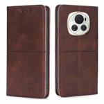 For Honor Magic6 Cow Texture Magnetic Leather Phone Case(Dark Brown)