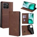 For Honor X8c 4G Cow Texture Magnetic Leather Phone Case(Dark Brown)