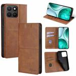 For Honor X8c 4G Cow Texture Magnetic Leather Phone Case(Light Brown)