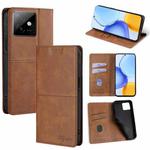 For Honor X60 GT 5G Cow Texture Magnetic Leather Phone Case(Light Brown)