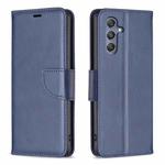 For Samsung Galaxy M34 5G Lambskin Texture Pure Color Flip Leather Phone Case(Blue)