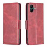 For Samsung Galaxy A05 Lambskin Texture Pure Color Flip Leather Phone Case(Red)