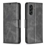 For Samsung Galaxy A05s Lambskin Texture Pure Color Flip Leather Phone Case(Black)