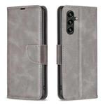 For Samsung Galaxy A15 Lambskin Texture Pure Color Flip Leather Phone Case(Grey)