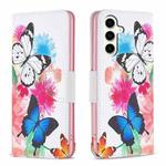 For Samsung Galaxy S23 FE 5G Colored Drawing Pattern Leather Phone Case(Butterflies)