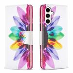 For Samsung Galaxy S23 FE 5G Colored Drawing Pattern Leather Phone Case(Sun Flower)