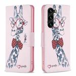 For Samsung Galaxy S24+ 5G Colored Drawing Pattern Leather Phone Case(Giraffe)