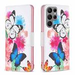 For Samsung Galaxy S24 Ultra 5G Colored Drawing Pattern Leather Phone Case(Butterflies)