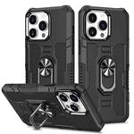 For iPhone 15 Pro Max Ring Holder Armor Hybrid Phone Case(Black)