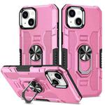 For iPhone 15 Plus Ring Holder Armor Hybrid Phone Case(Pink)