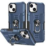 For iPhone 15 Plus Ring Holder Armor Hybrid Phone Case(Blue)