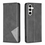 For Samsung Galaxy S23 FE 5G Rhombus Texture Magnetic Leather Phone Case(Black)