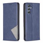 For Samsung Galaxy M34 5G Rhombus Texture Magnetic Leather Phone Case(Blue)