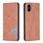 For Samsung Galaxy A05 Rhombus Texture Magnetic Leather Phone Case(Brown)