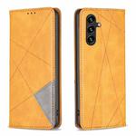 For Samsung Galaxy A05s Rhombus Texture Magnetic Leather Phone Case(Yellow)