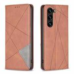 For Samsung Galaxy S24+ 5G Rhombus Texture Magnetic Leather Phone Case(Brown)