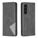 For Samsung Galaxy S24+ 5G Rhombus Texture Magnetic Leather Phone Case(Black)