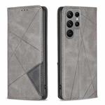 For Samsung Galaxy S24 Ultra 5G Rhombus Texture Magnetic Leather Phone Case(Grey)