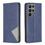 For Samsung Galaxy S24 Ultra 5G Rhombus Texture Magnetic Leather Phone Case(Blue)