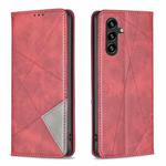 For Samsung Galaxy A35 Rhombus Texture Magnetic Leather Phone Case(Red)