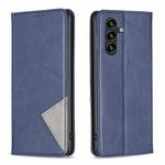 For Samsung Galaxy A35 Rhombus Texture Magnetic Leather Phone Case(Blue)