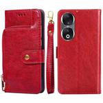 For Honor 90 5G Zipper Bag Leather Phone Case(Red)