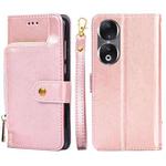 For Honor 90 5G Zipper Bag Leather Phone Case(Rose Gold)
