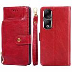 For Honor 90 Pro 5G Zipper Bag Leather Phone Case(Red)