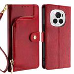 For Honor Magic6 Pro Zipper Bag Leather Phone Case(Red)