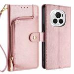 For Honor Magic6 Pro Zipper Bag Leather Phone Case(Rose Gold)