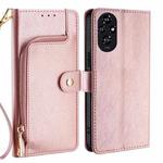 For Honor 200 5G Zipper Bag Leather Phone Case(Rose Gold)