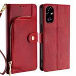 For Honor 200 Pro 5G Zipper Bag Leather Phone Case(Red)