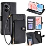 For Honor 400 Global 156.5mm Zipper Bag Leather Phone Case(Black)