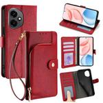 For Honor 400 Global 156.5mm Zipper Bag Leather Phone Case(Red)