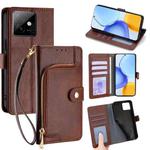 For Honor X60 GT 5G Zipper Bag Leather Phone Case(Brown)