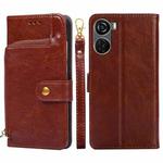 For ZTE Axon 40 Lite Zipper Bag Leather Phone Case(Brown)