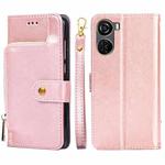 For ZTE Axon 40 Lite Zipper Bag Leather Phone Case(Rose Gold)