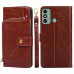 For ZTE Blade A53 4G Zipper Bag Leather Phone Case(Brown)