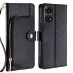 For ZTE Anshin Family Zipper Bag Leather Phone Case(Black)