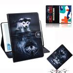 For Huawei MatePad Colored Drawing Pattern Horizontal Flip PU Leather Case with Holder & Card Slots & Wallet(Wolf Dog)