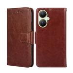 For vivo Y35+ 5G Crystal Texture Leather Phone Case(Brown)