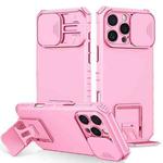 For iPhone 16 Pro Max Stereoscopic Holder Sliding Camshield Phone Case(Pink)