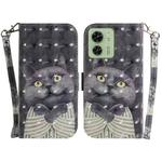 For Motorola Edge 40 3D Colored Horizontal Flip Leather Phone Case(Hug Cat)