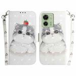 For Motorola Edge 40 3D Colored Horizontal Flip Leather Phone Case(Cute Cat)