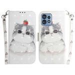 For Motorola Edge 40 Pro 3D Colored Horizontal Flip Leather Phone Case(Cute Cat)
