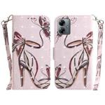 For Motorola Moto G14 3D Colored Flip Leather Phone Case(Butterfly High-heeled)